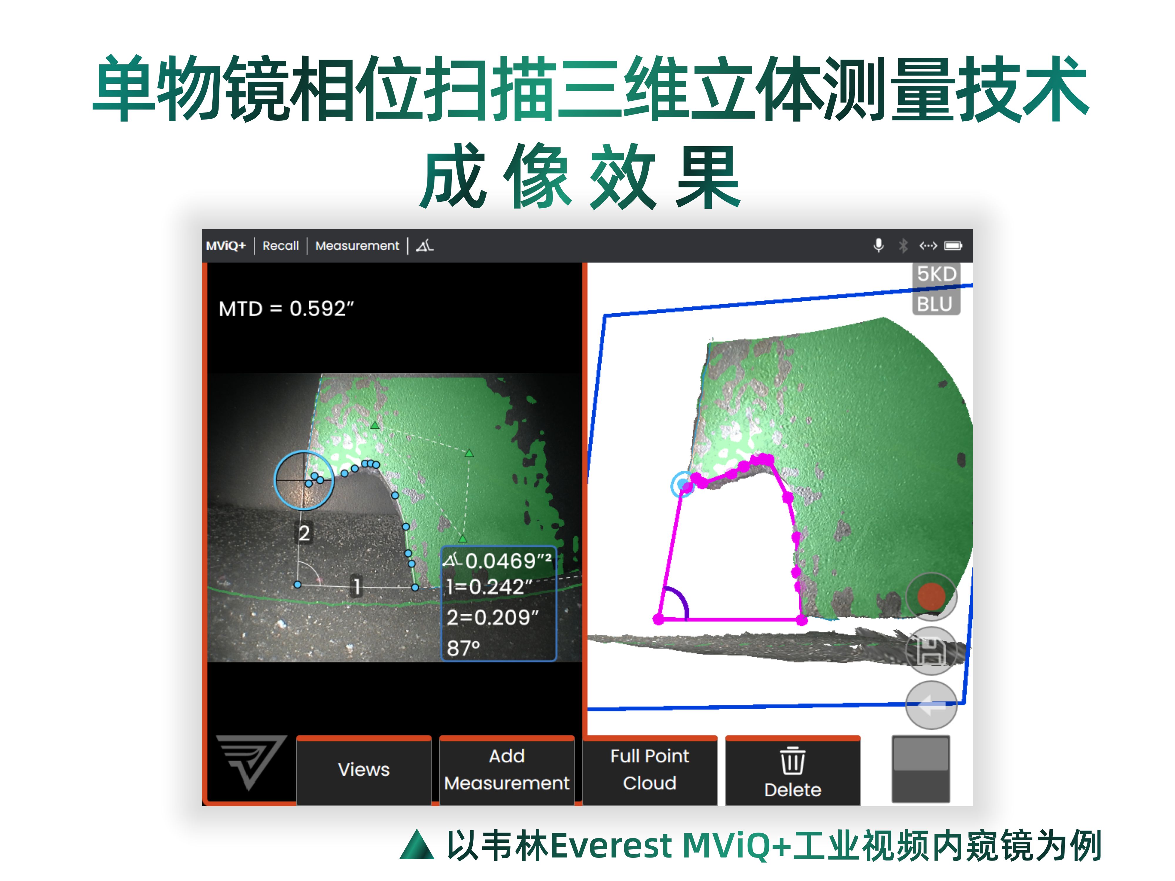 韋林Everest MViQ+/XLG4+工業(yè)視頻內(nèi)窺鏡-單物鏡相位掃描三維立體測量技術(shù)